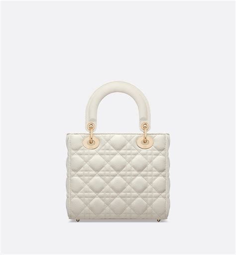 Small Lady Dior Bag Latte Grained Cannage Calfskin 